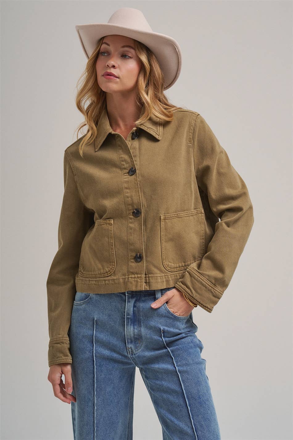 Bon | Cropped Utility Jacket With Patch Pocket