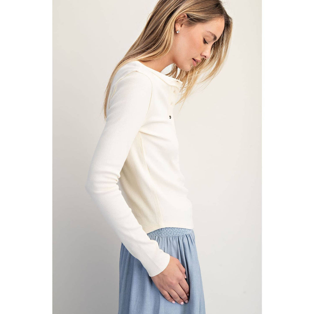 Cotierra | Henley Button Closure Top