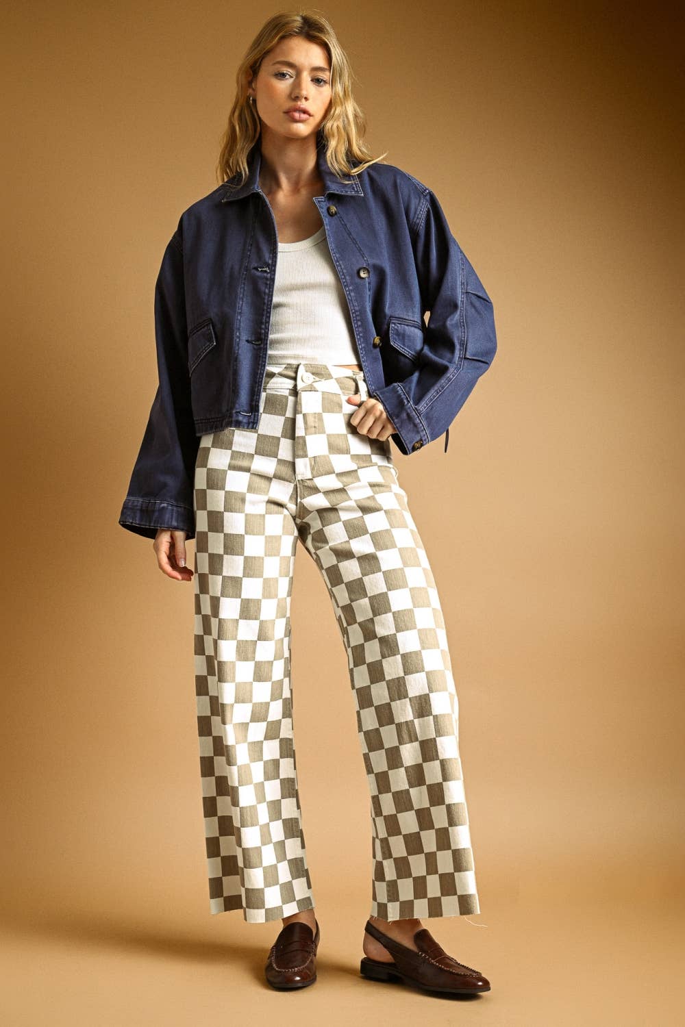 By Together | Checker Board Stretch Pants