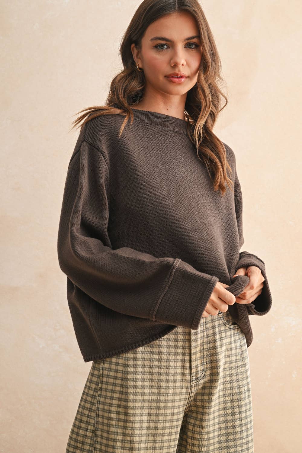 Miou Muse | Mock Neck Cotton Sweater