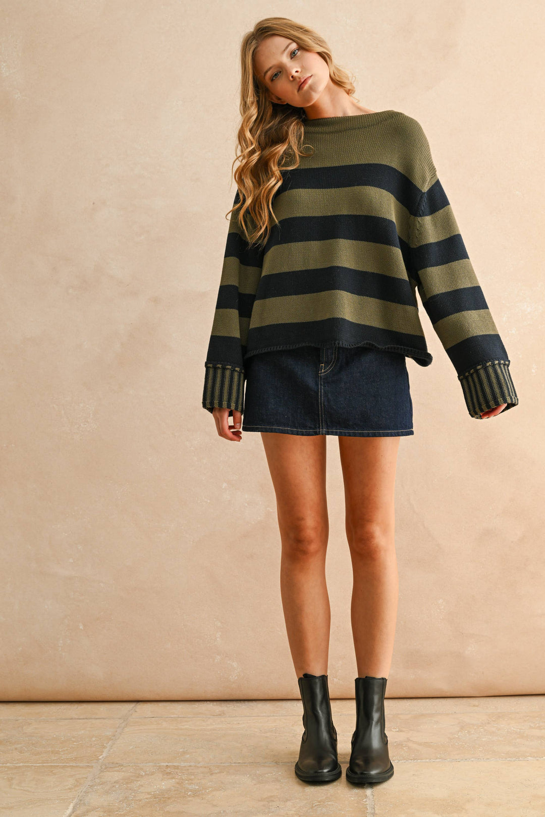 Miou Muse | Mock Neck Cotton Sweater