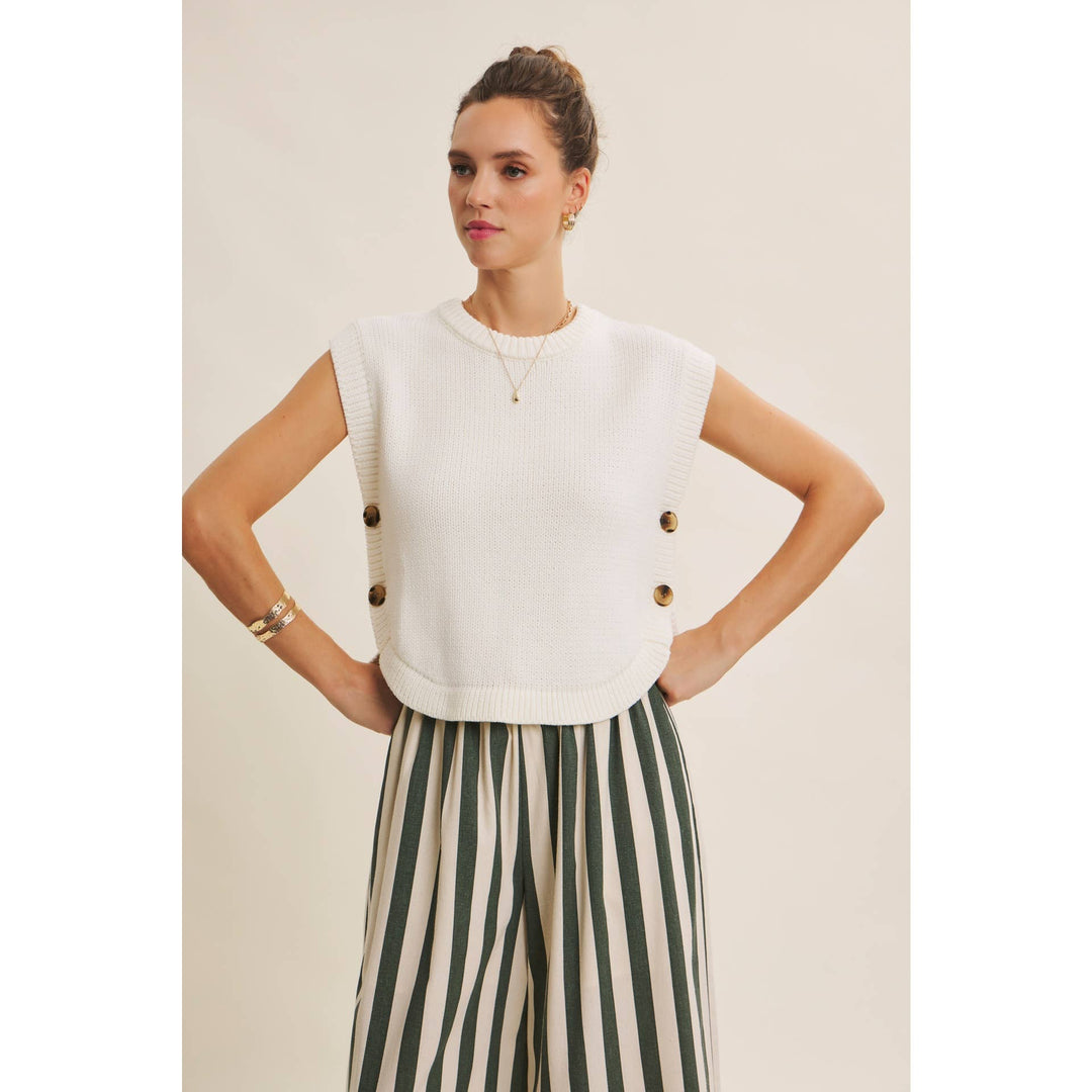 In february | Side Button Sweater Top