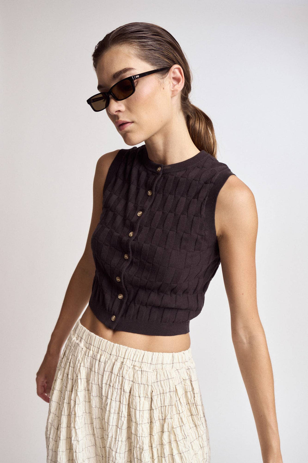 Grade and Gather | Rectangle Check Knit Vest