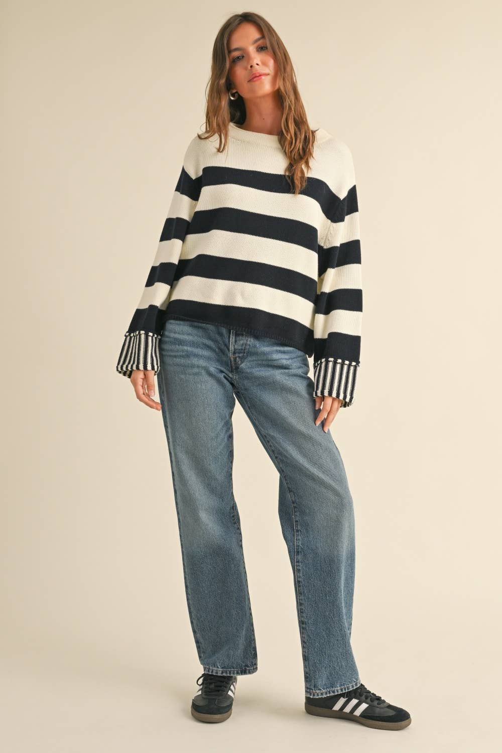 Miou Muse | Mock Neck Cotton Sweater