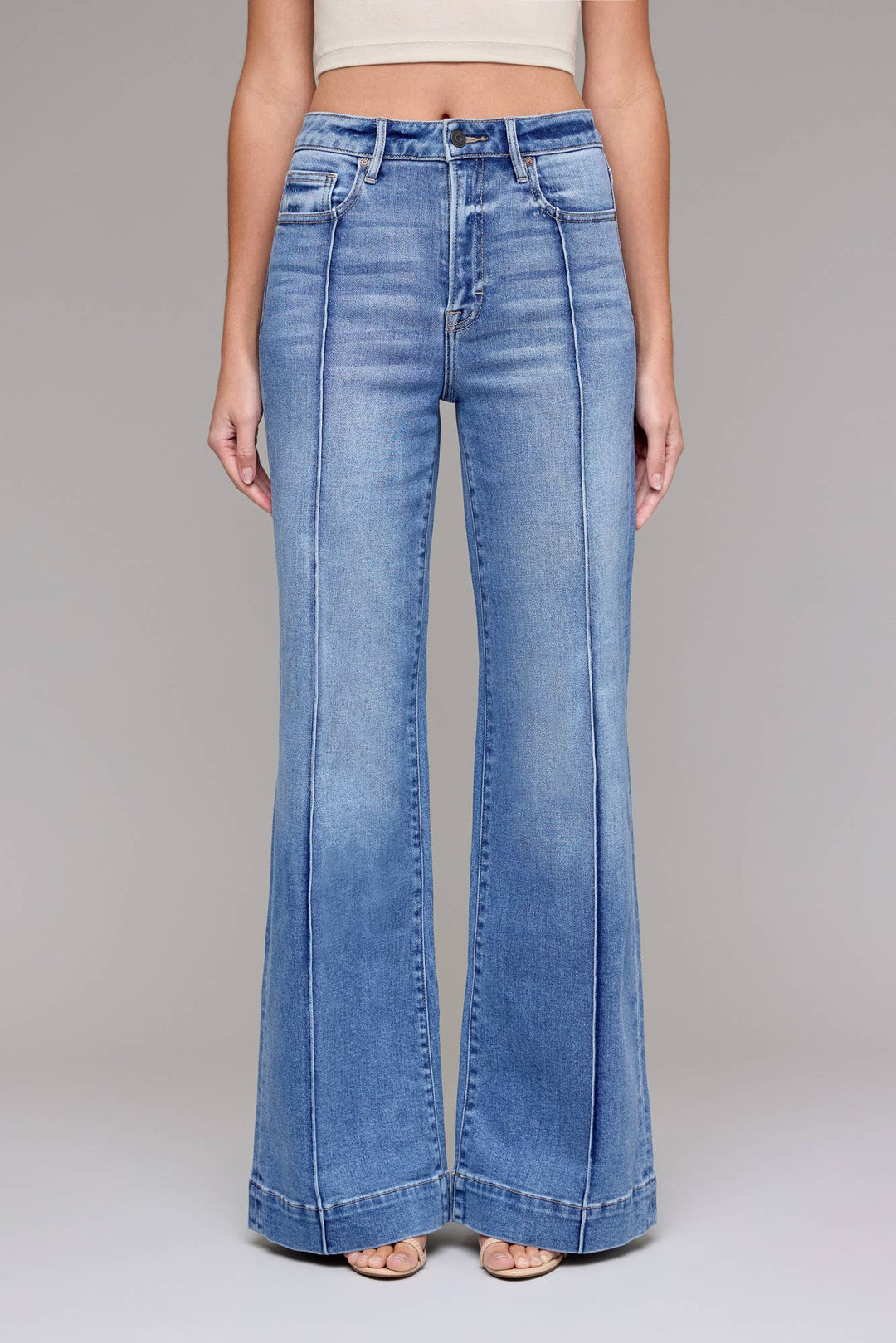 Hidden Jeans | Medium Light Pintuck 33" Inseam Flare