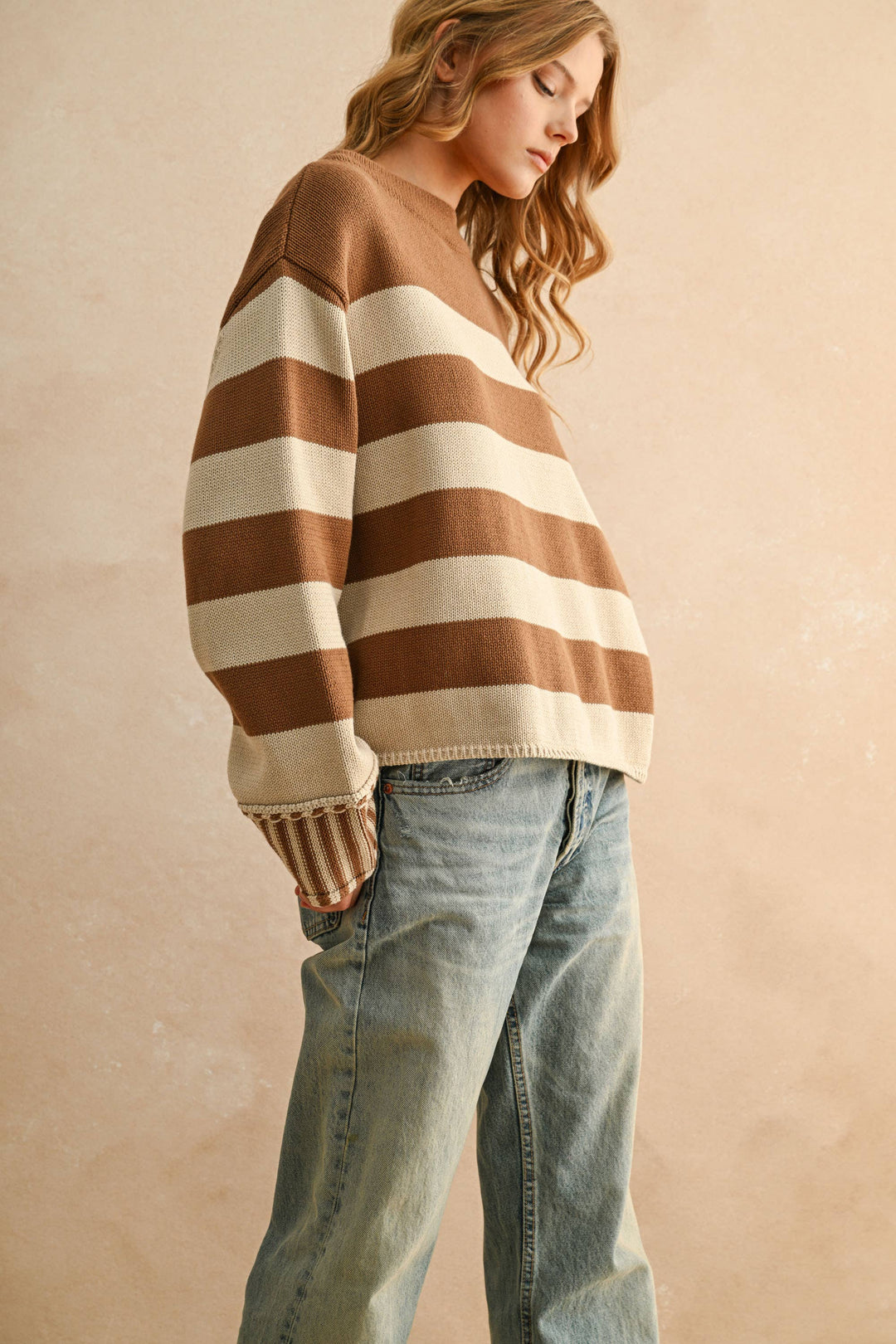 Miou Muse | Mock Neck Cotton Sweater