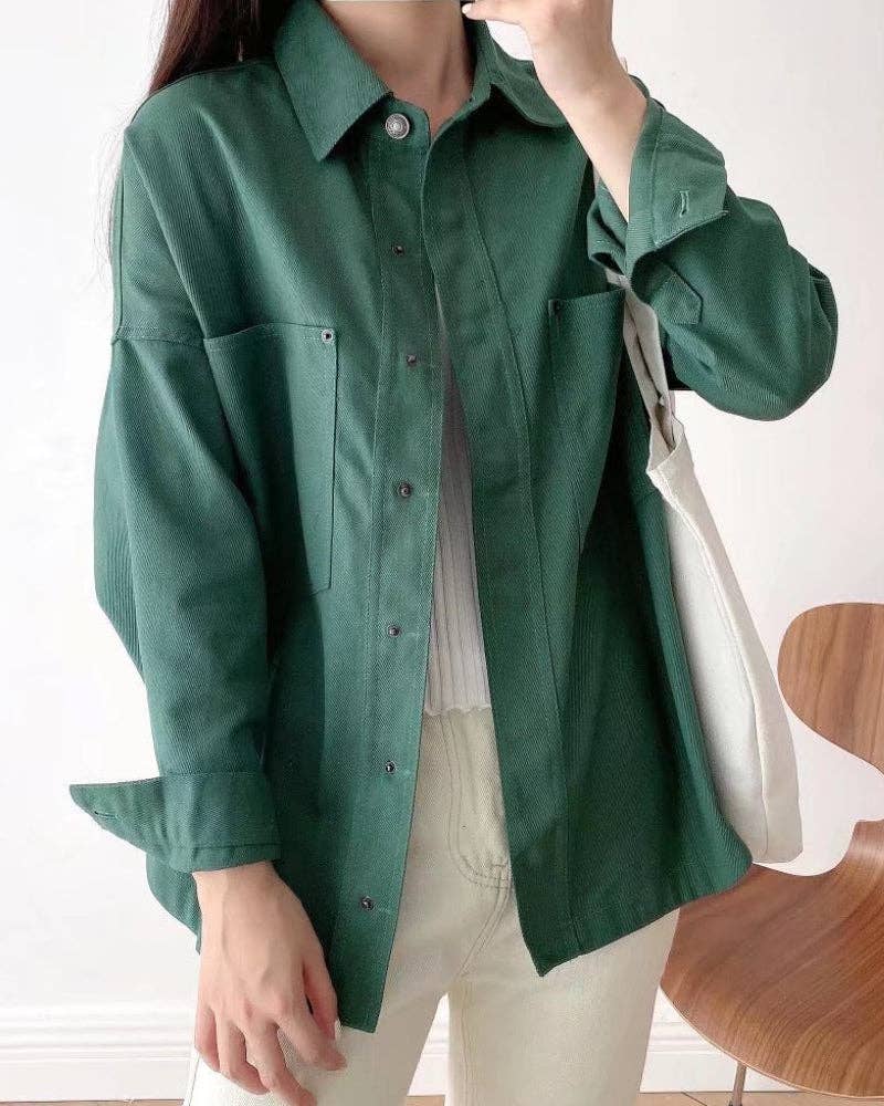 Sweetkama | Ladies Button-Up Pocket Denim Shacket