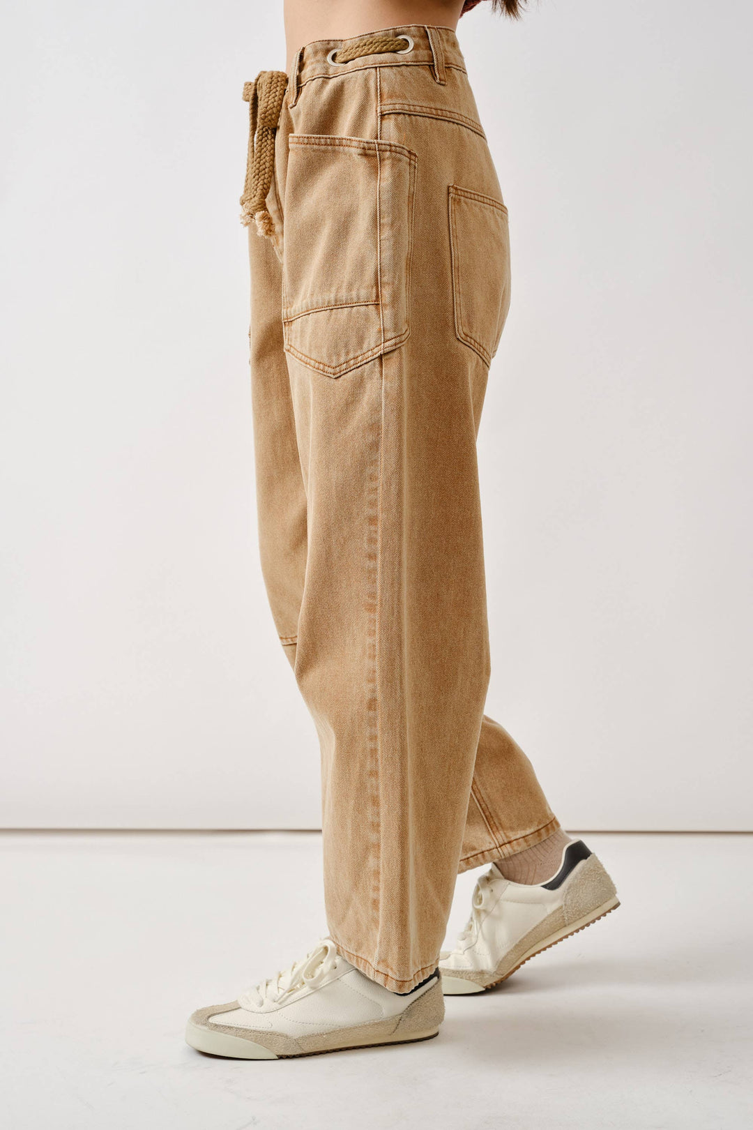 Aaron and Amber | Barrel Denim Pants with Eyelet Waist