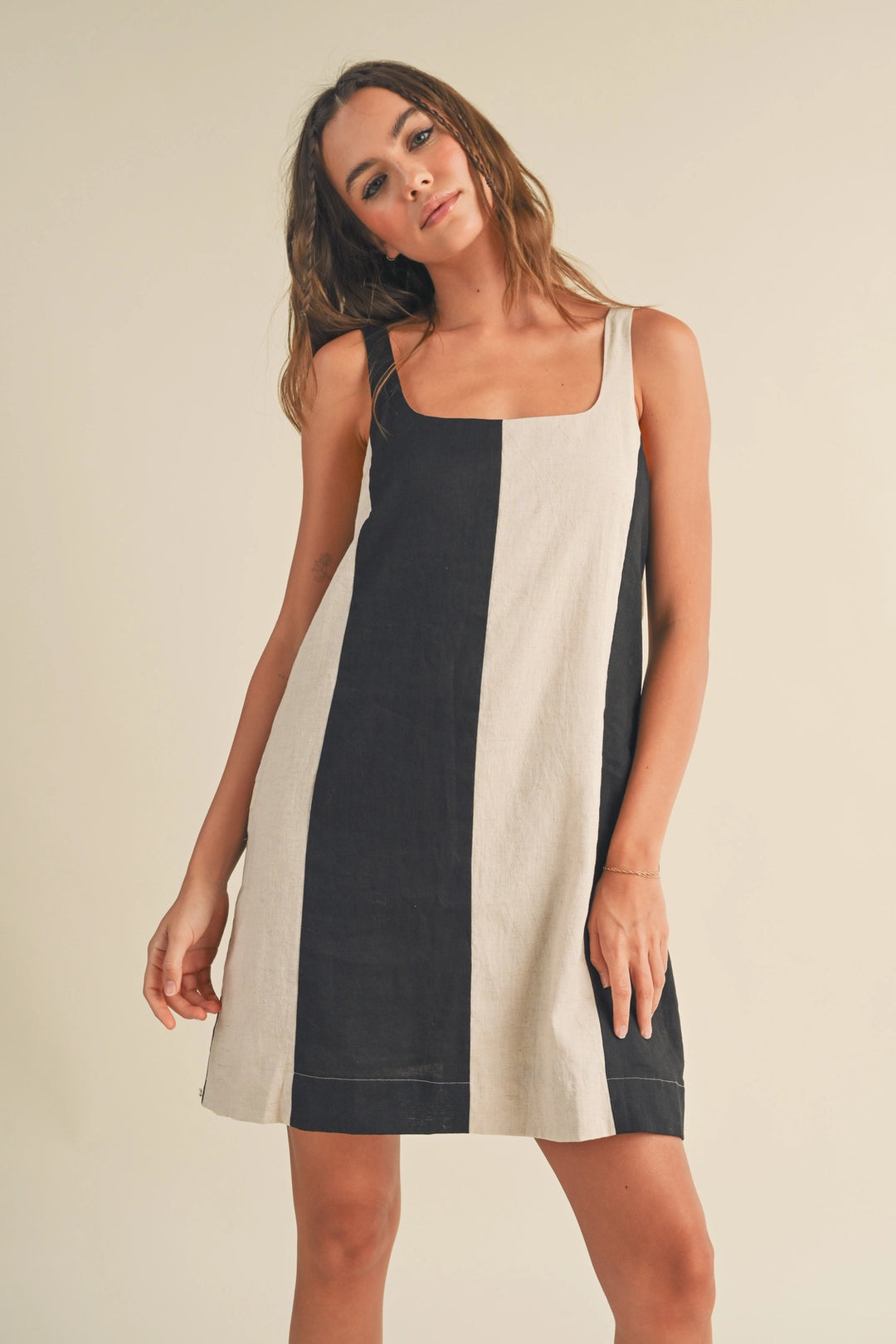 Miou Muse | Block Linen Mini Dress