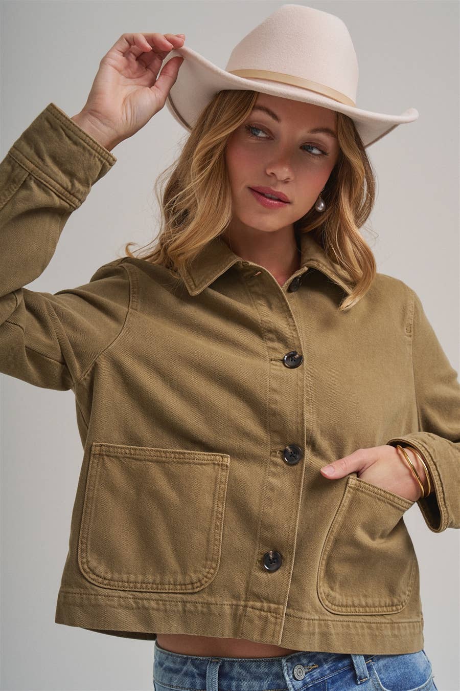 Bon | Cropped Utility Jacket With Patch Pocket