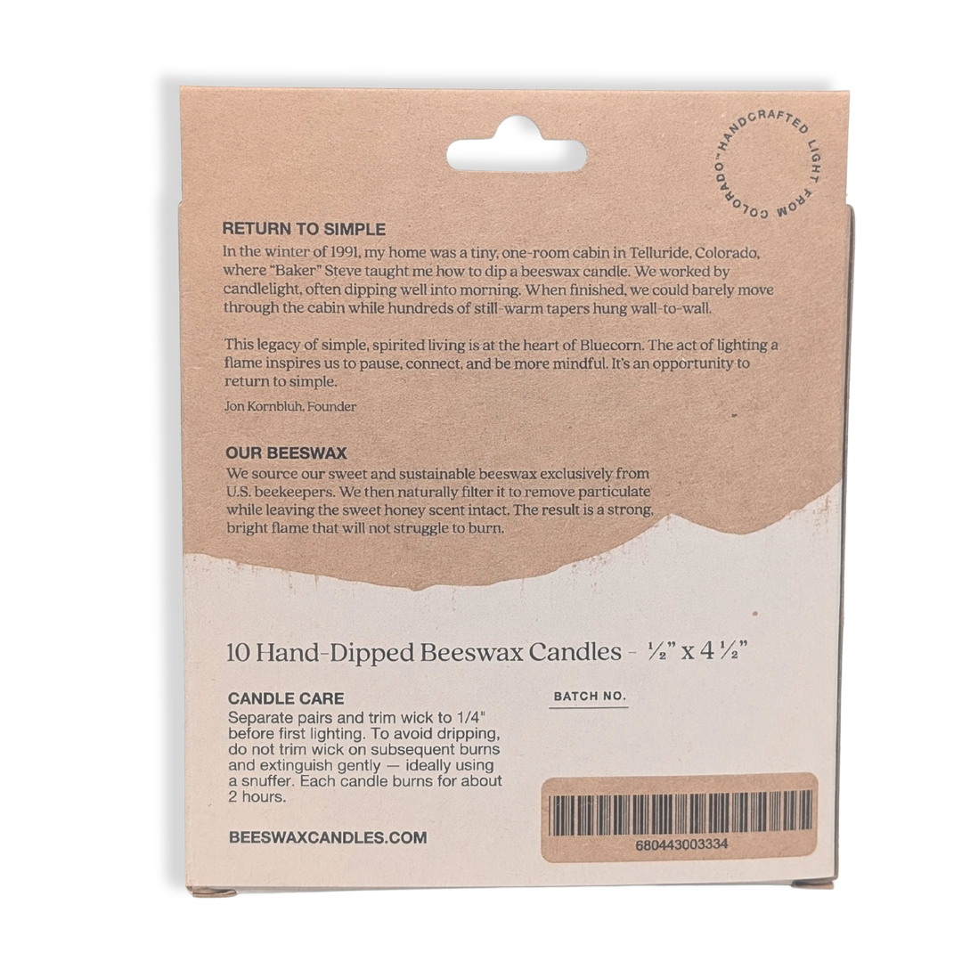 Bluecorn Candles | Mini Beeswax Taper Candles - 10-Pack Chime Candles