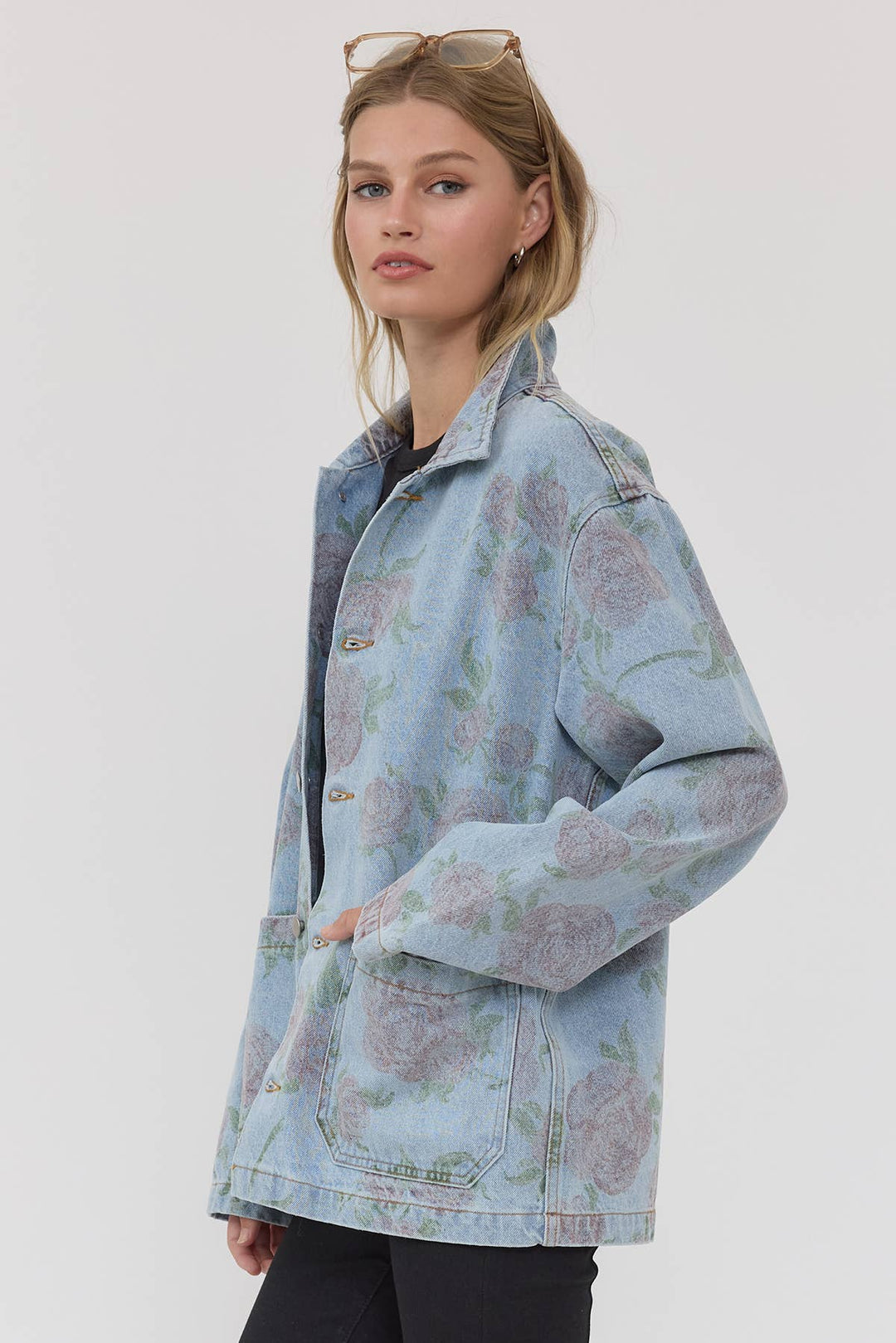 Raisonnel | Floral Printed Denim Jacket