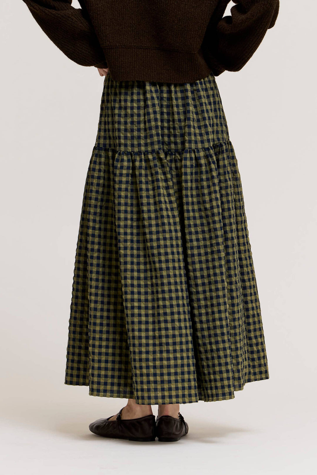 Grade and Gather | Front Button Checkered Skirt