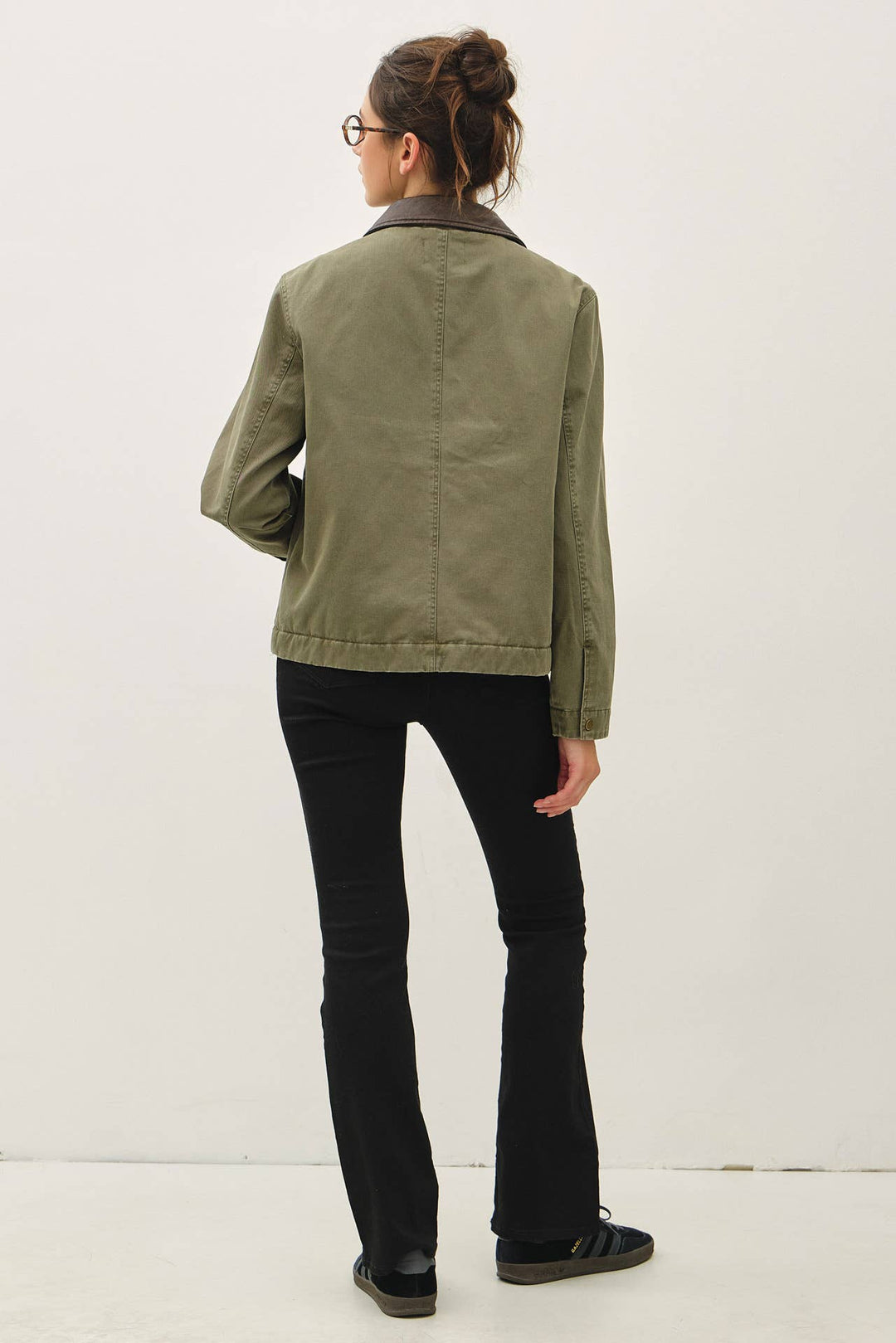 Be Cool | Cotton Chore Jacket With Leather Collar