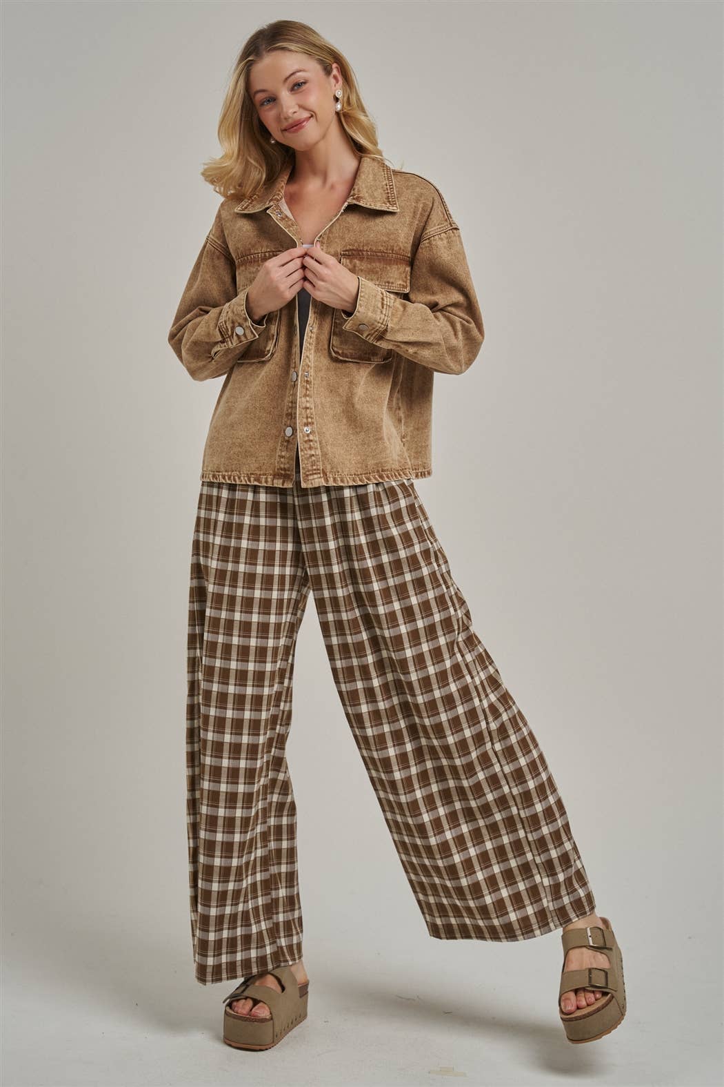 Bon | Fall Plaid Checker Boho Pants