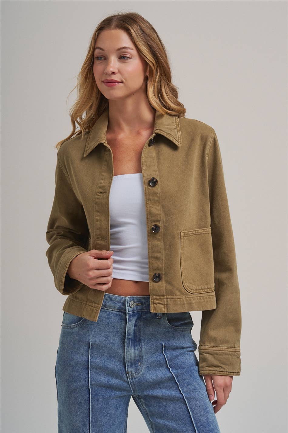 Bon | Cropped Utility Jacket With Patch Pocket