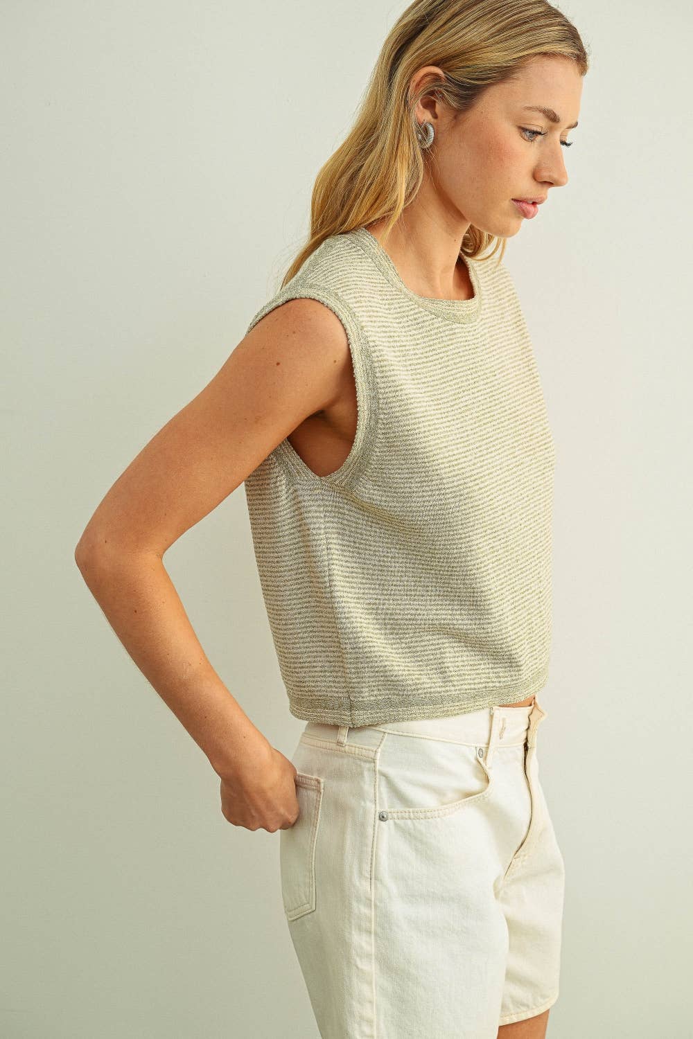 Miou Muse | Pinstripe Knit Tank Top