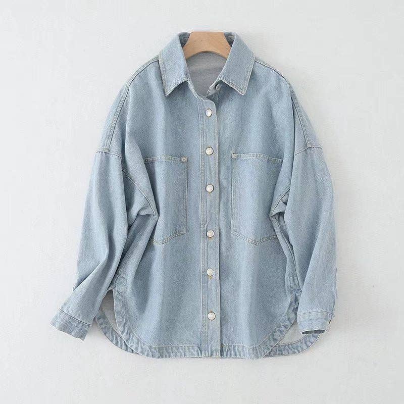 Sweetkama | Ladies Button-Up Pocket Denim Shacket