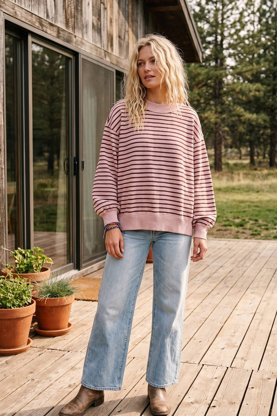 Sewn and Seen | Oversized French Terry Striped Pullover