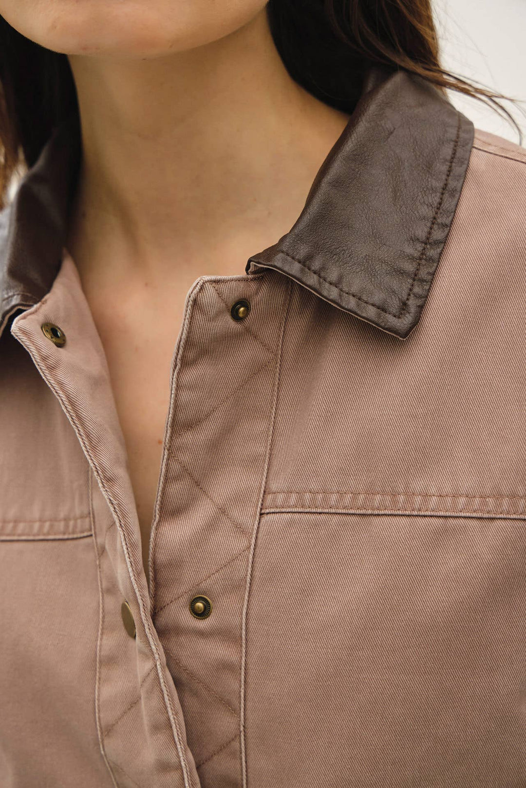 Be Cool | Cotton Chore Jacket With Leather Collar