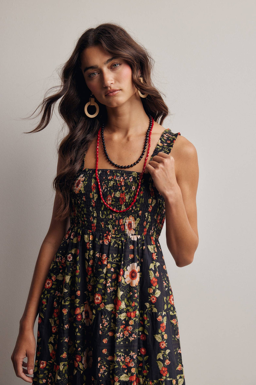 Forte | Floral Smocked Tiered Midi Dress