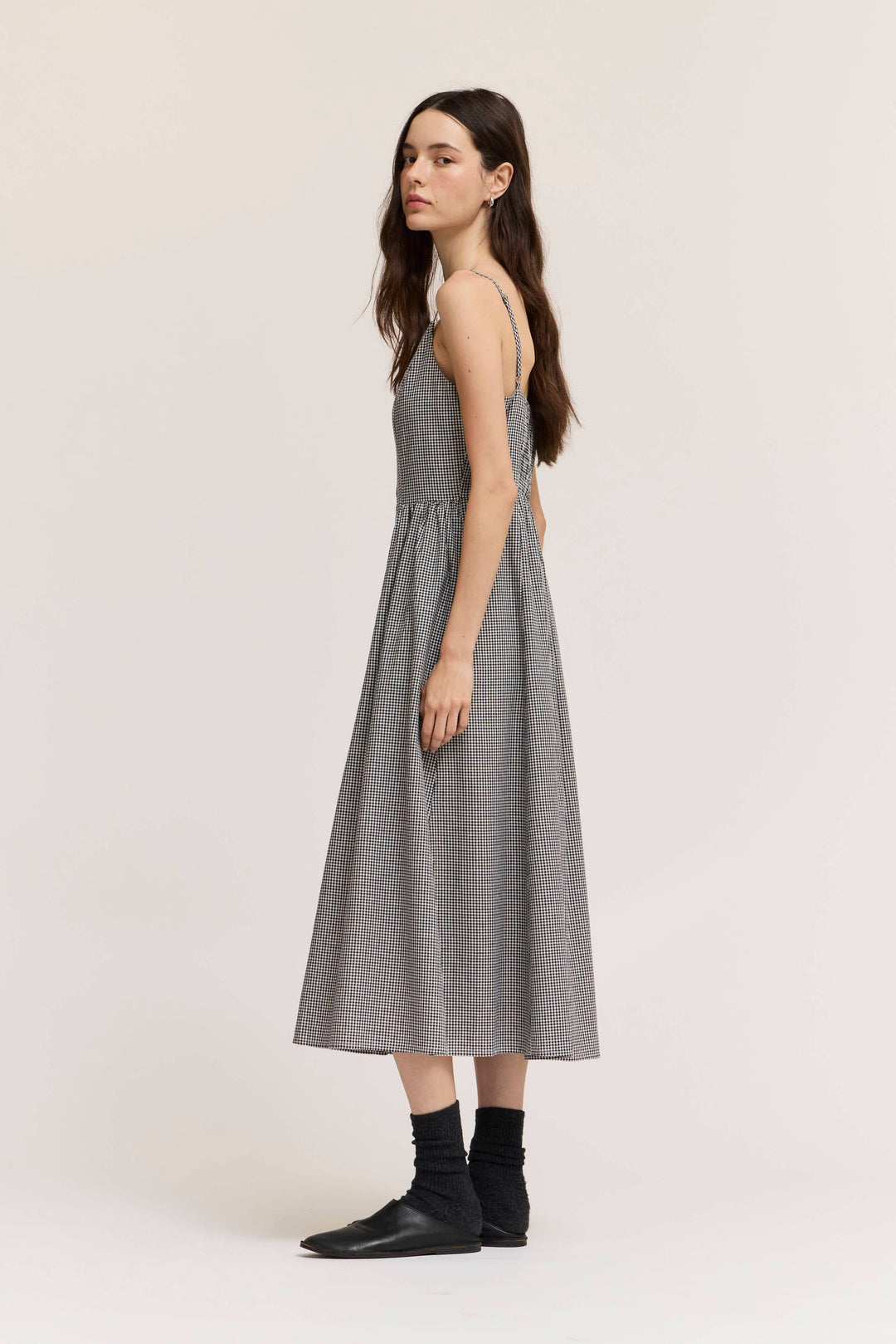 Grade and Gather | Strappy Button Down Gingham Midi Dress
