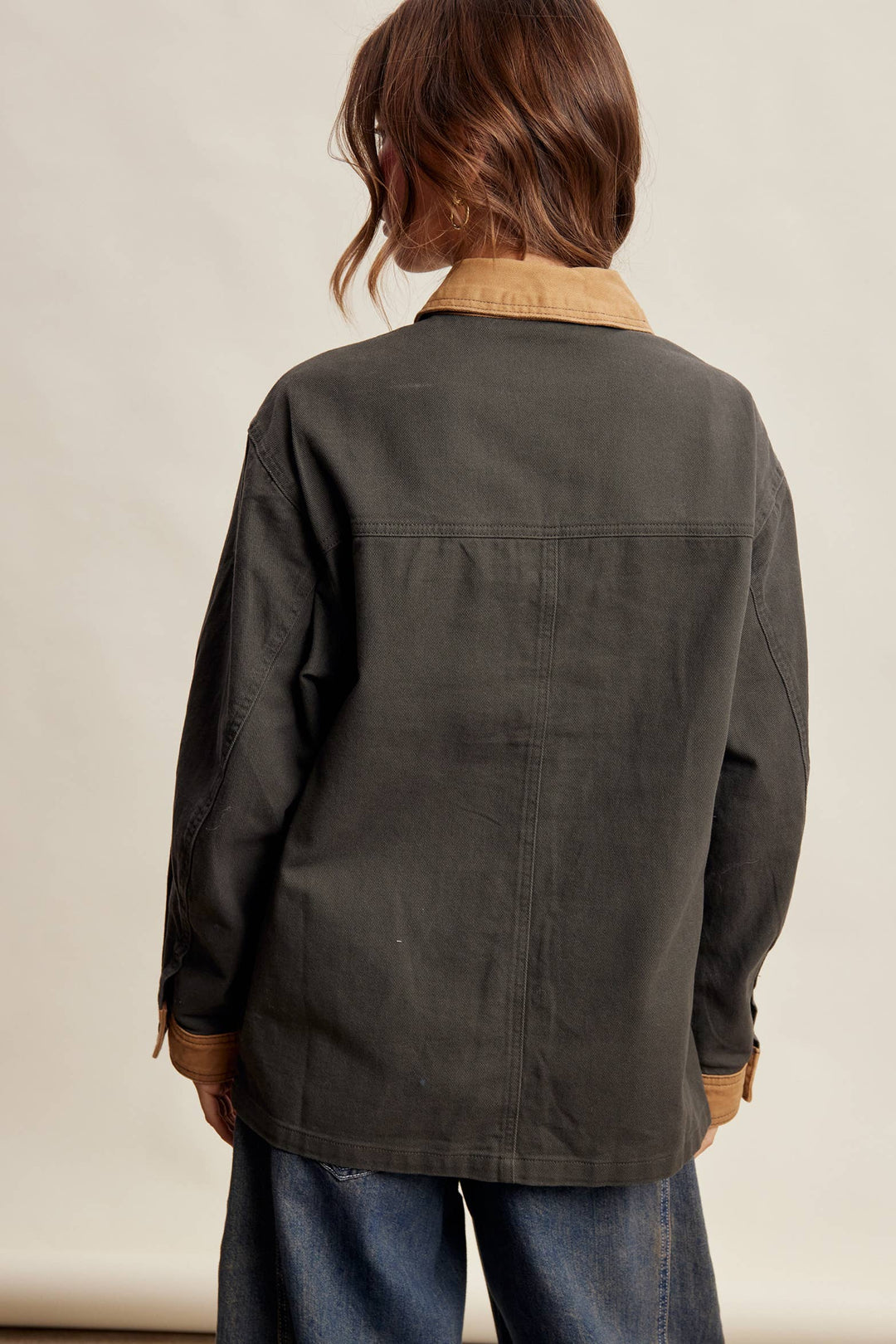 Listicle | Contrast Collar Utility Barn Jacket LJ0271