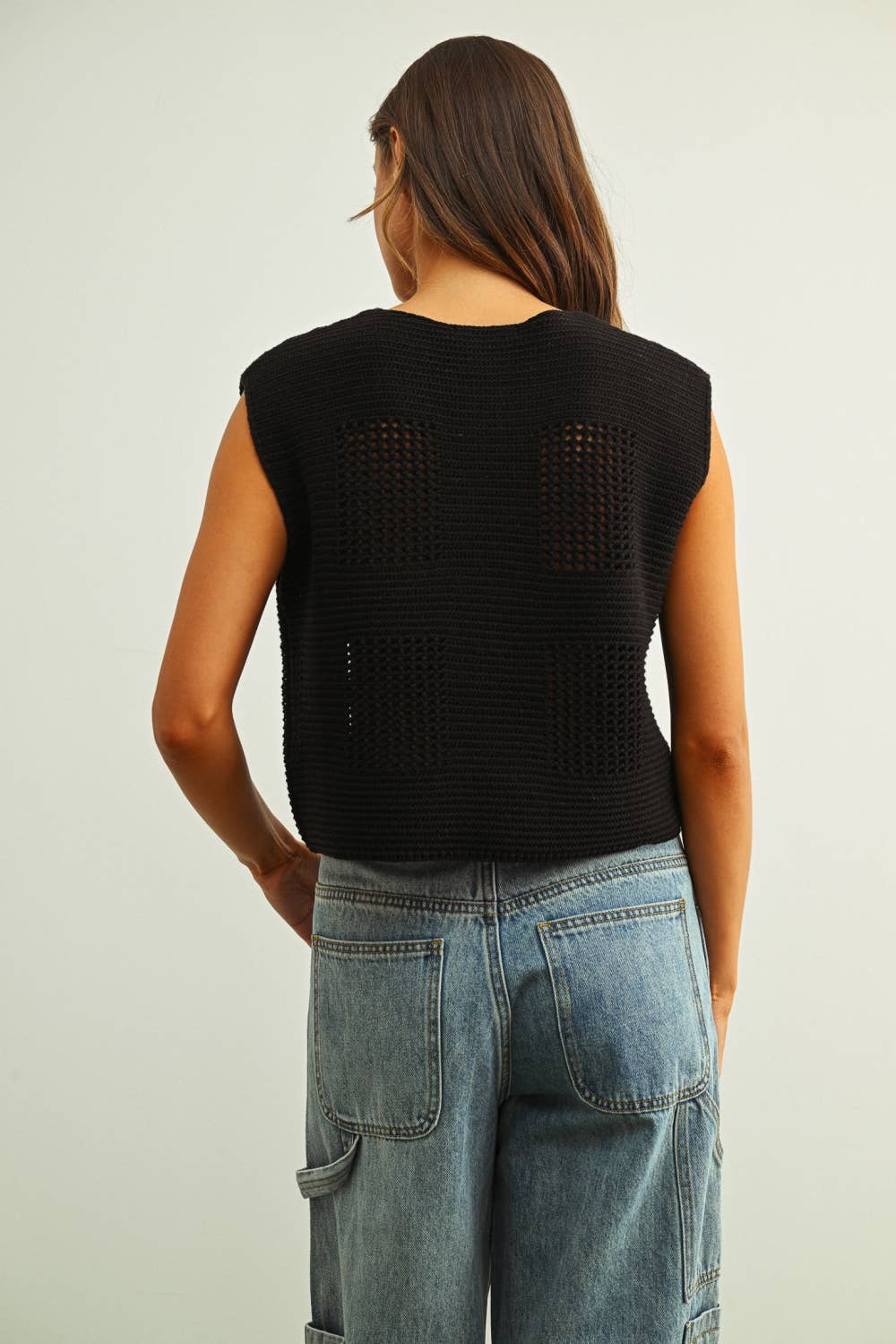 Miou Muse | Round Neck Crochet Crop Top