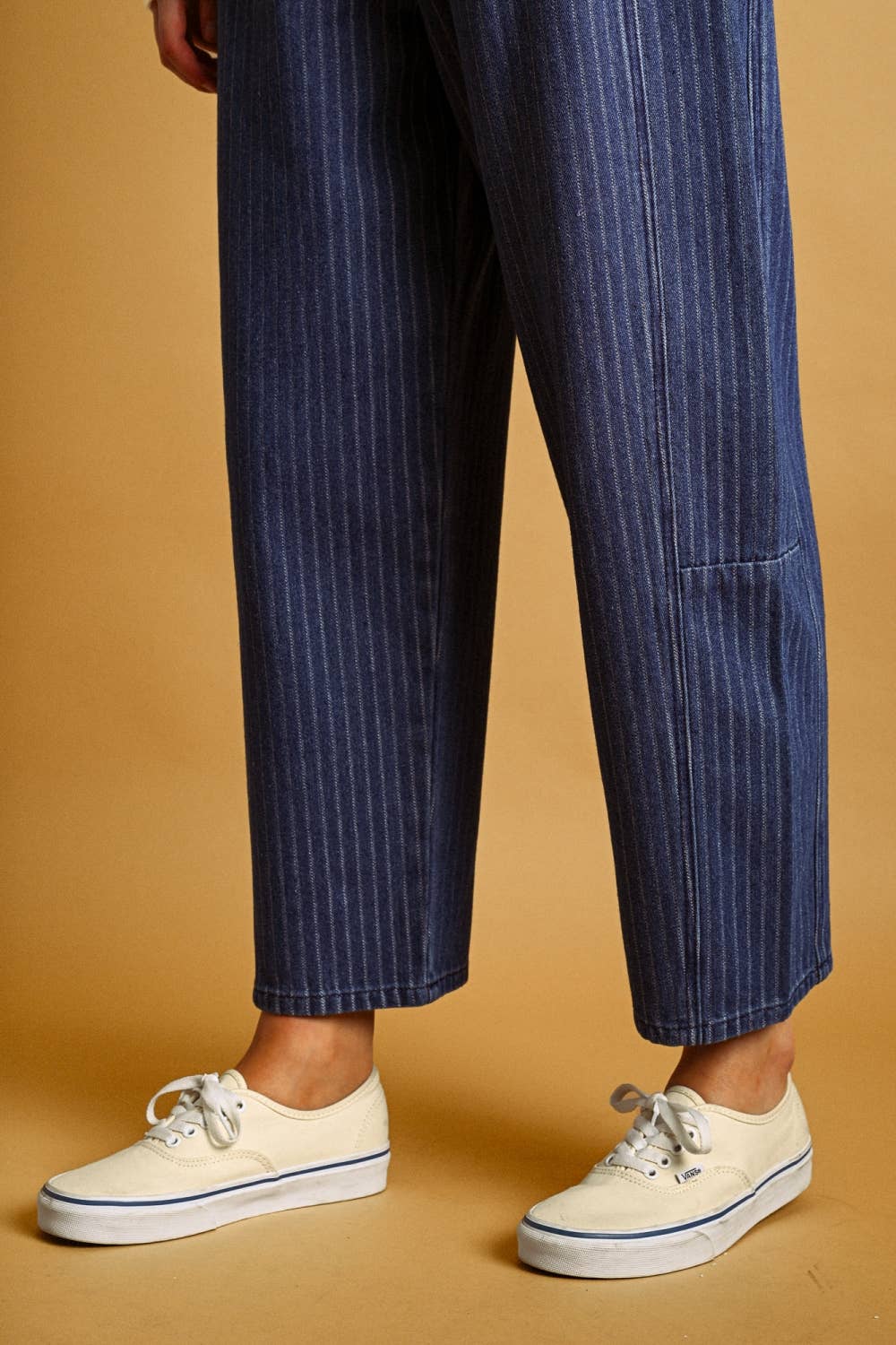 Miou Muse | Pinstriped Denim Barrel Pants