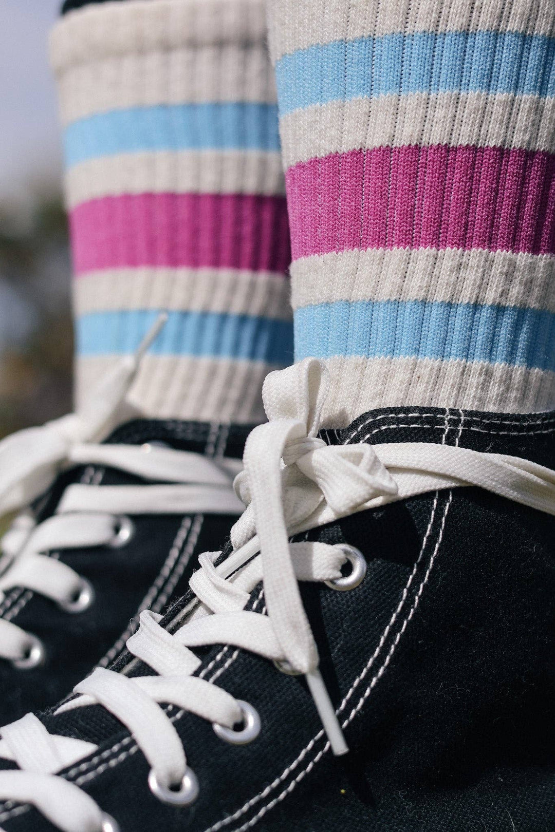 Socco | Berry & Light Blue Striped Socks