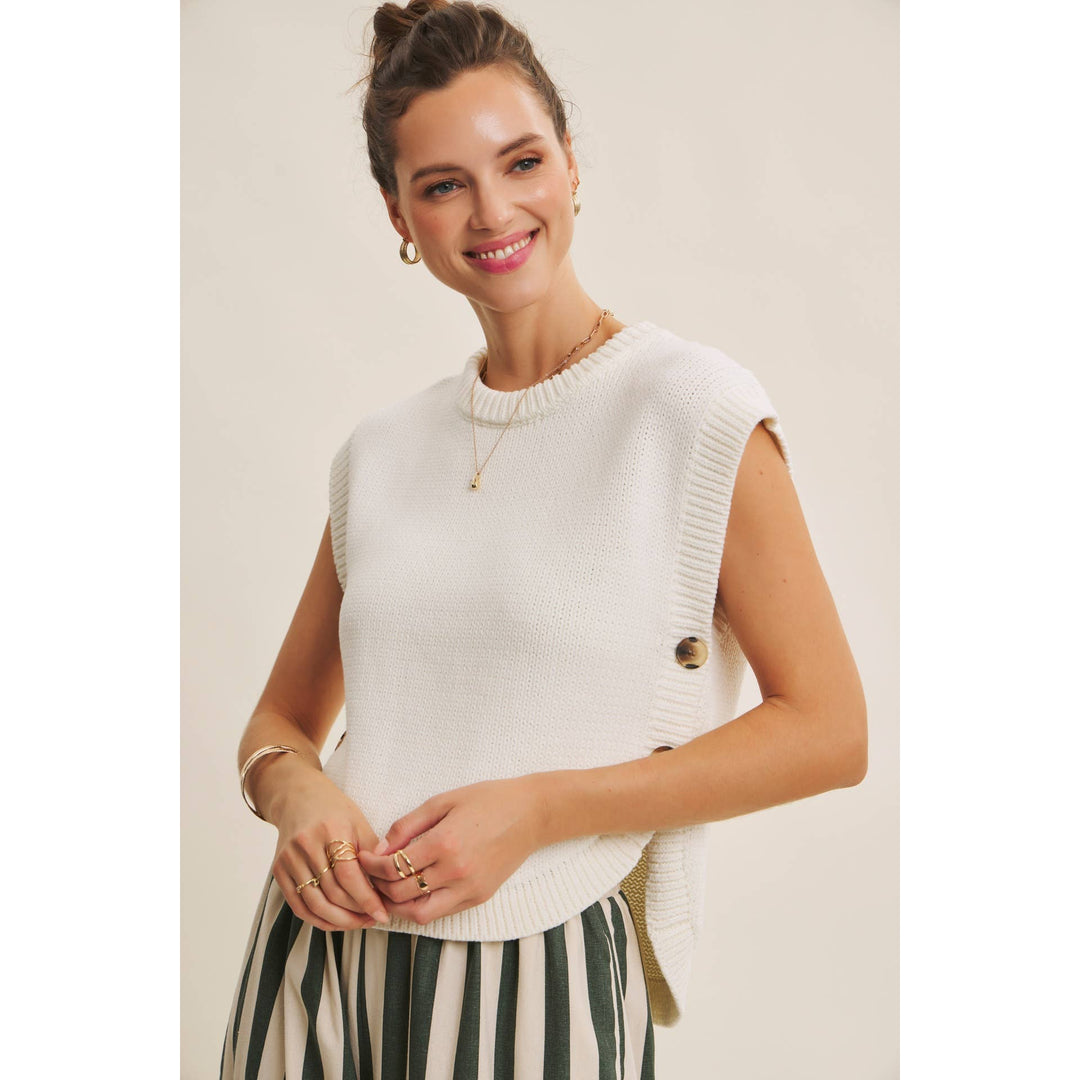 In february | Side Button Sweater Top