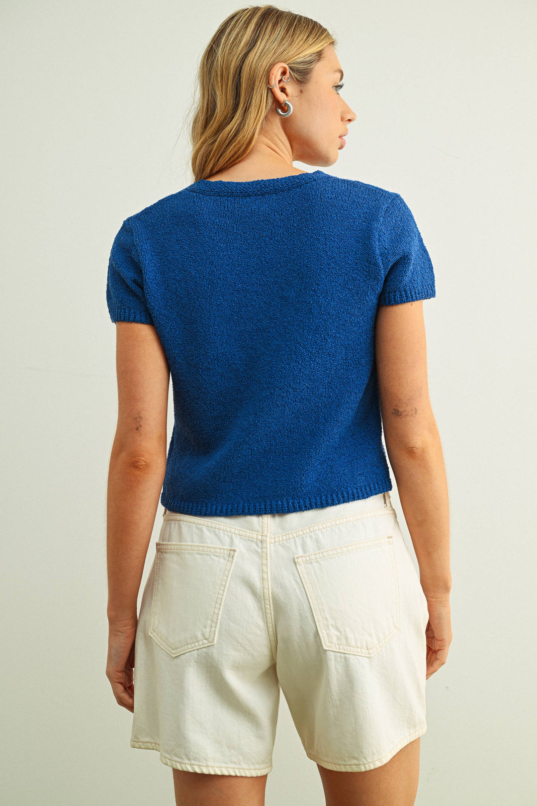 Miou Muse | Cap Sleeve Button Front Top