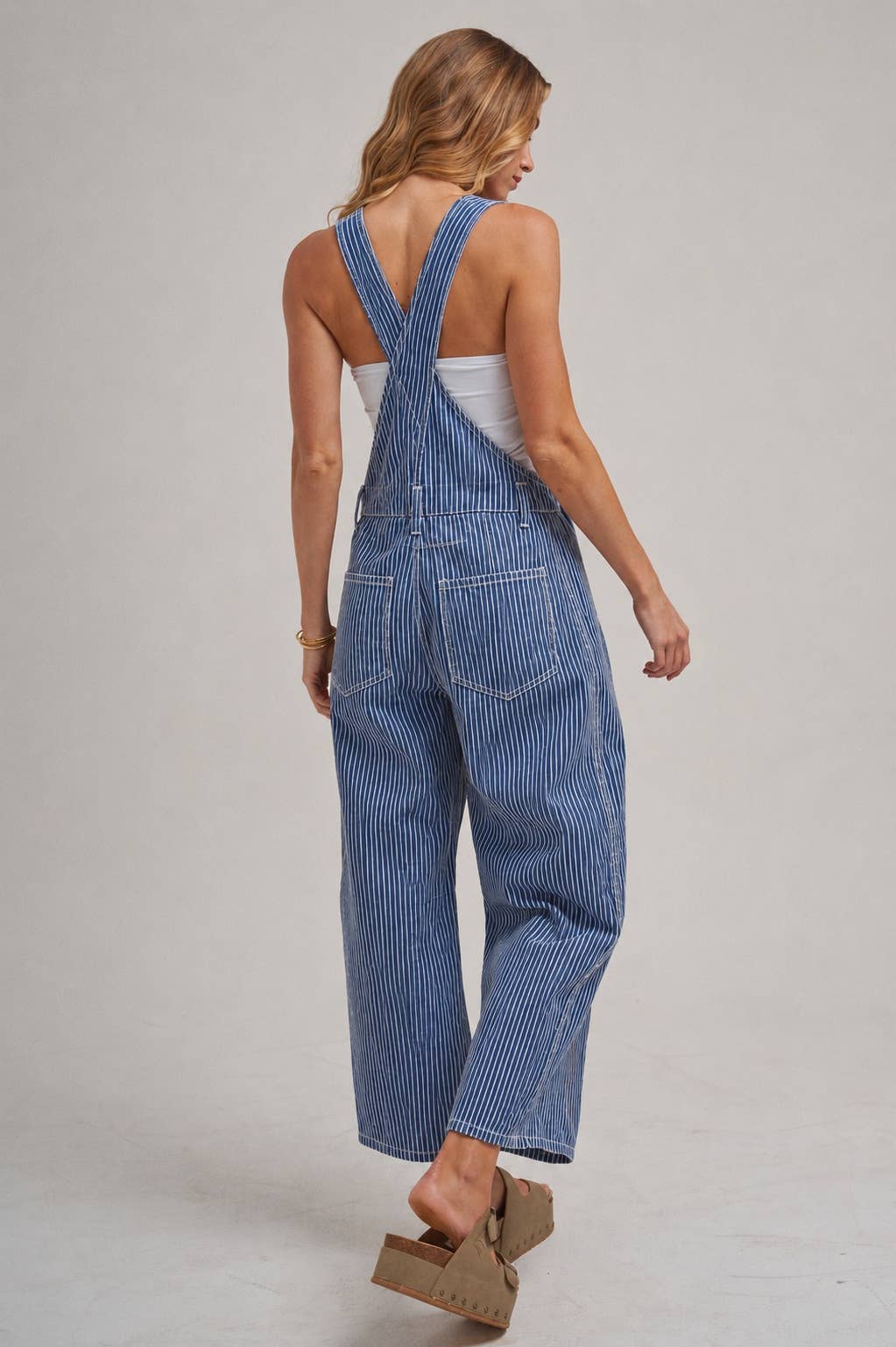 Bon | Stripe Denim Barrel Overalls