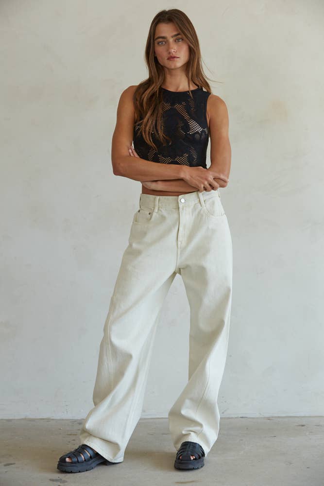 By Together | Knit Seamless Jacquard Round Neck Tank Top