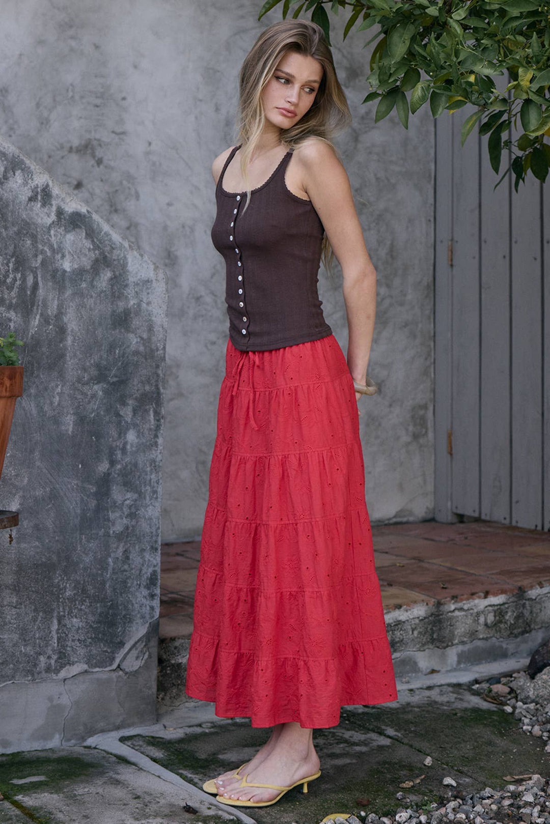 Raisonnel | Pointelle Ribbed Button Front Knit Cami