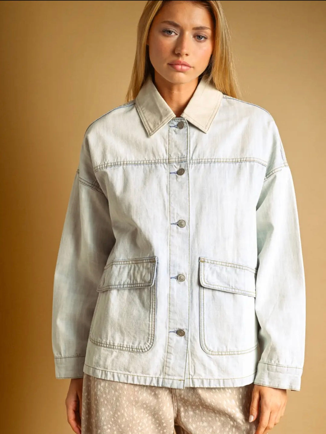 Miou Muse | Light Wash Denim Barn Jacket