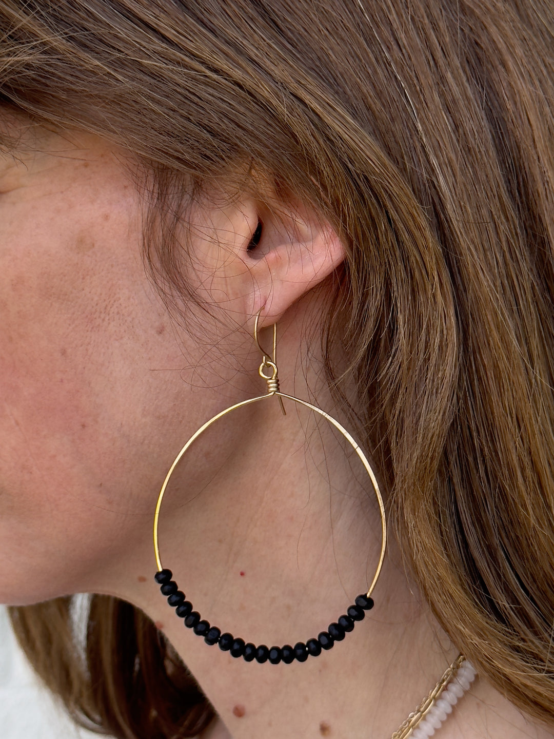 Three Arrows Boutique || Beaded Gold Hoop Earrings