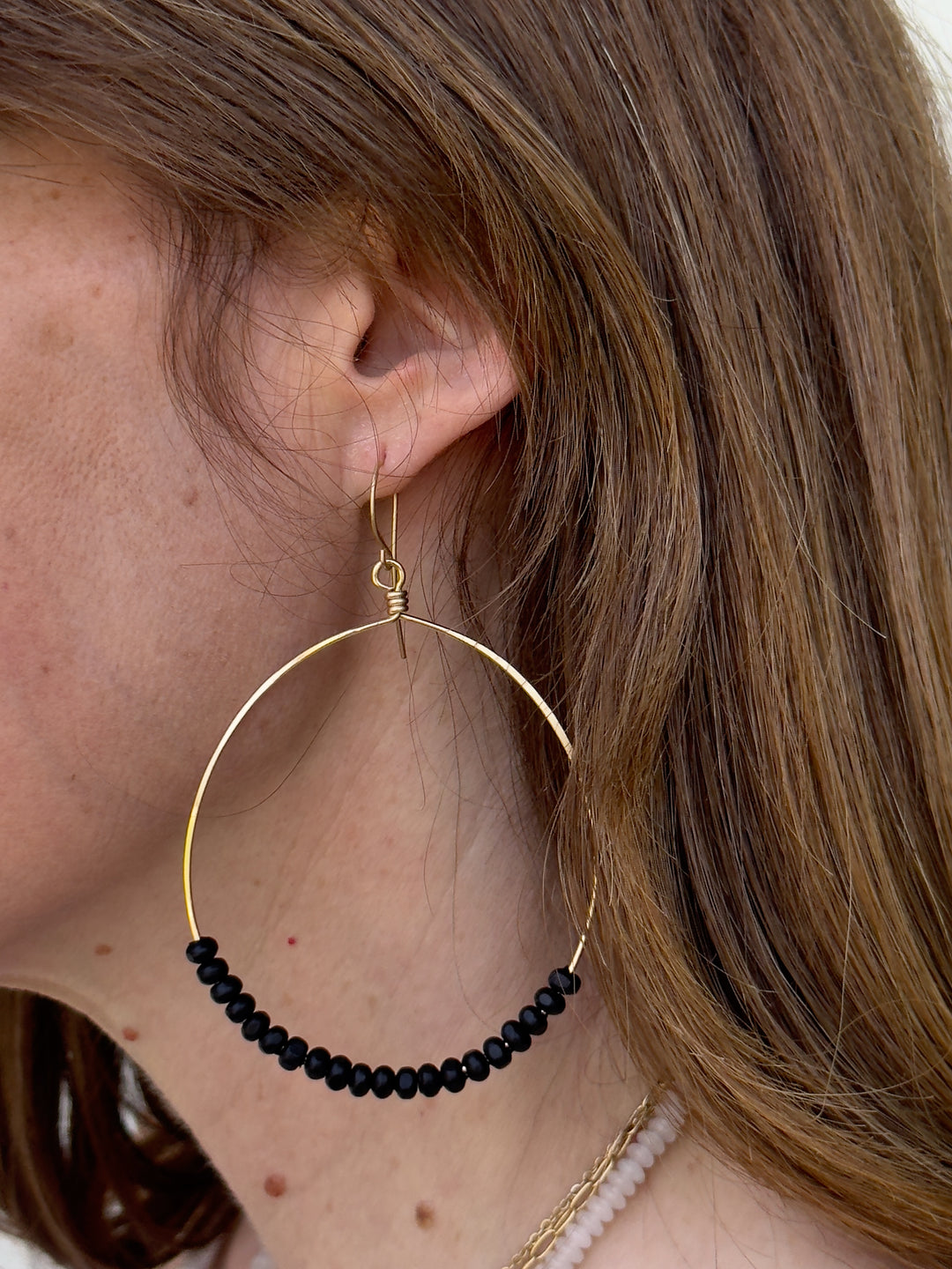 Three Arrows Boutique || Beaded Gold Hoop Earrings