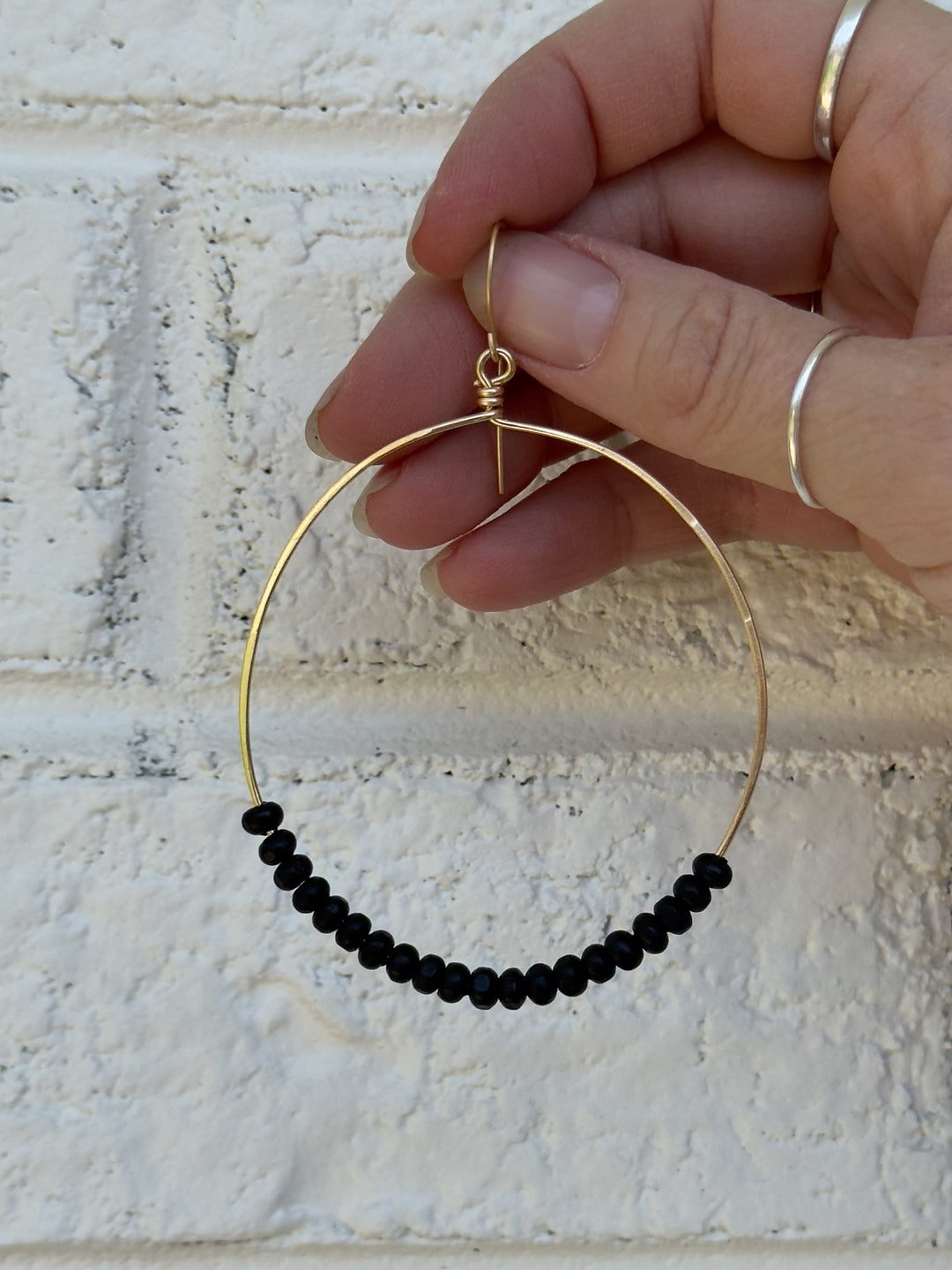 Three Arrows Boutique || Beaded Gold Hoop Earrings