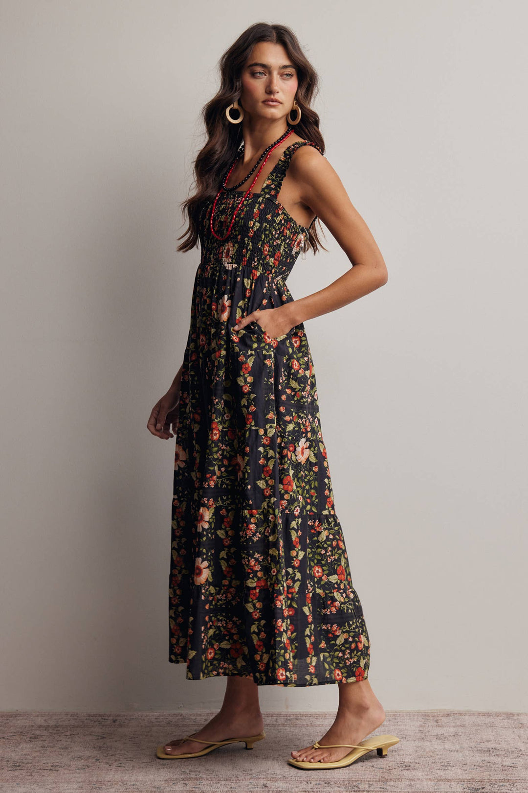Forte | Floral Smocked Tiered Midi Dress