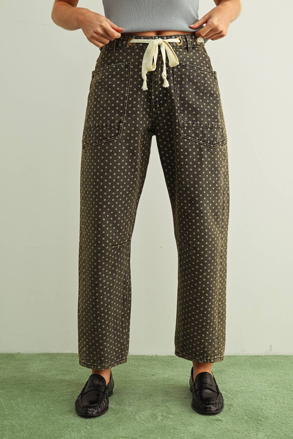 Miou Muse | Polka Dot Printed Barrel Pants