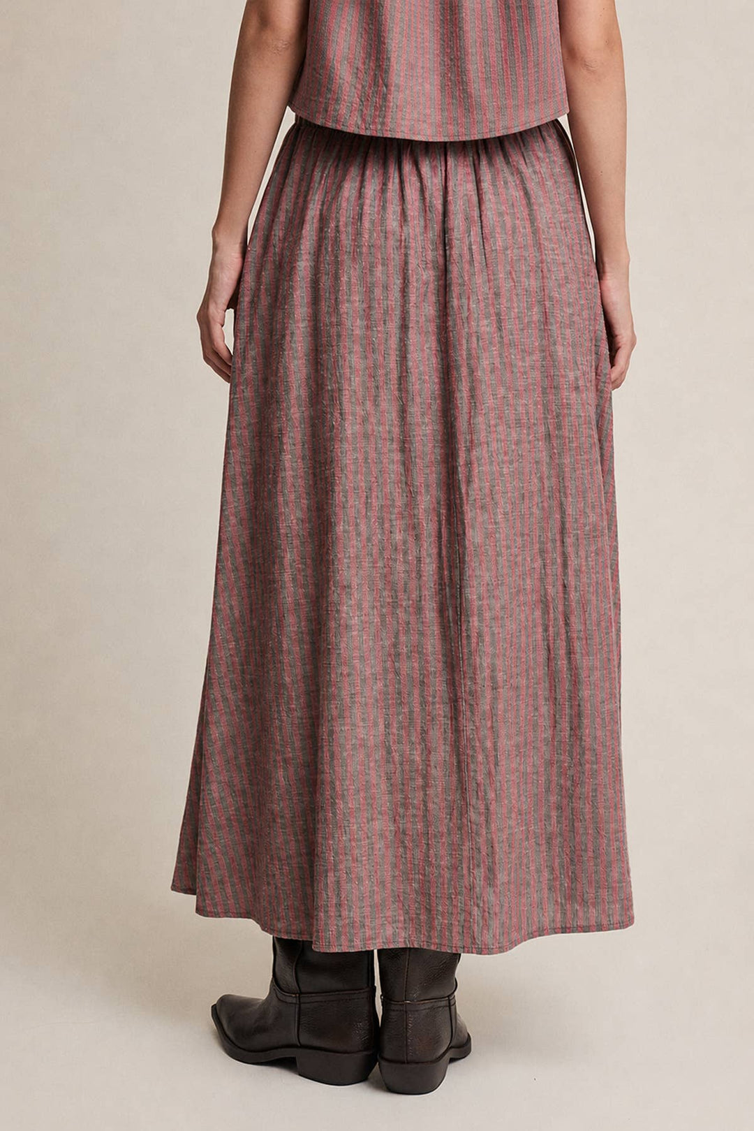 Raisonnel | Striped Linen Blend Midi Skirt