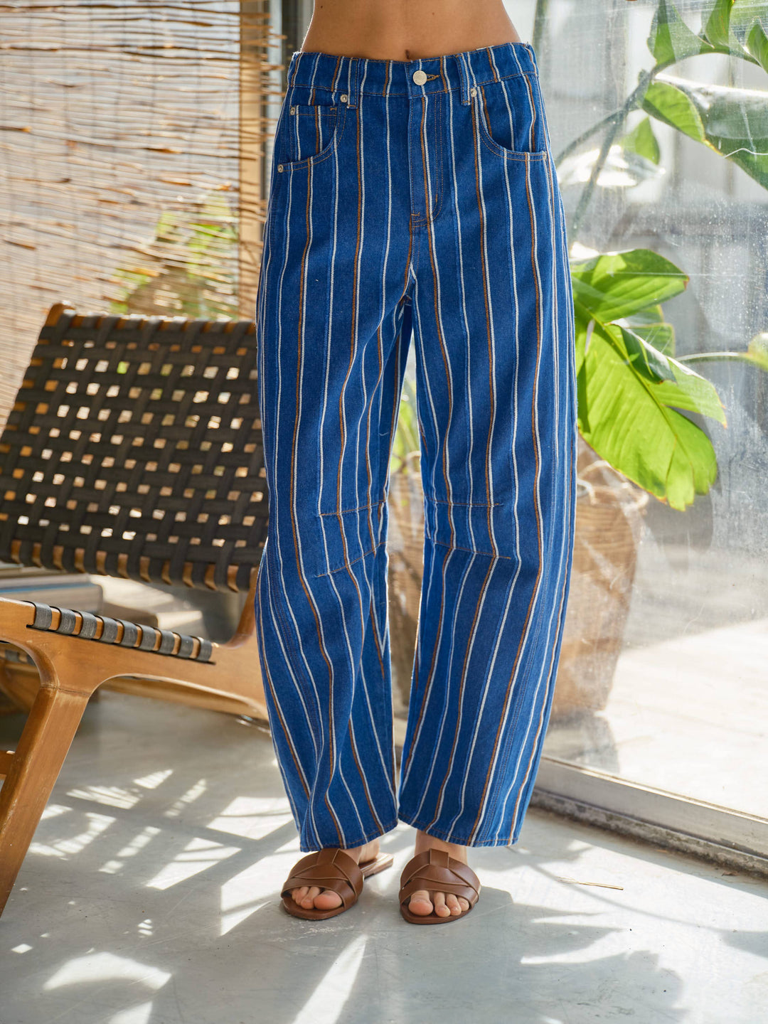 Aaron and Amber | Brushed Striped Barrel Pants