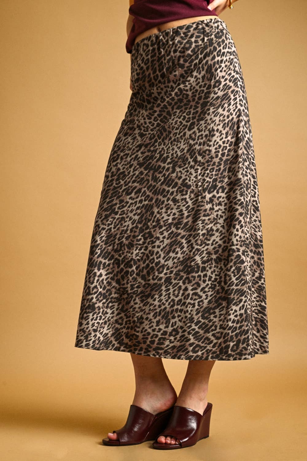 Miou Muse | Leopard Print Stretch Maxi Skirt