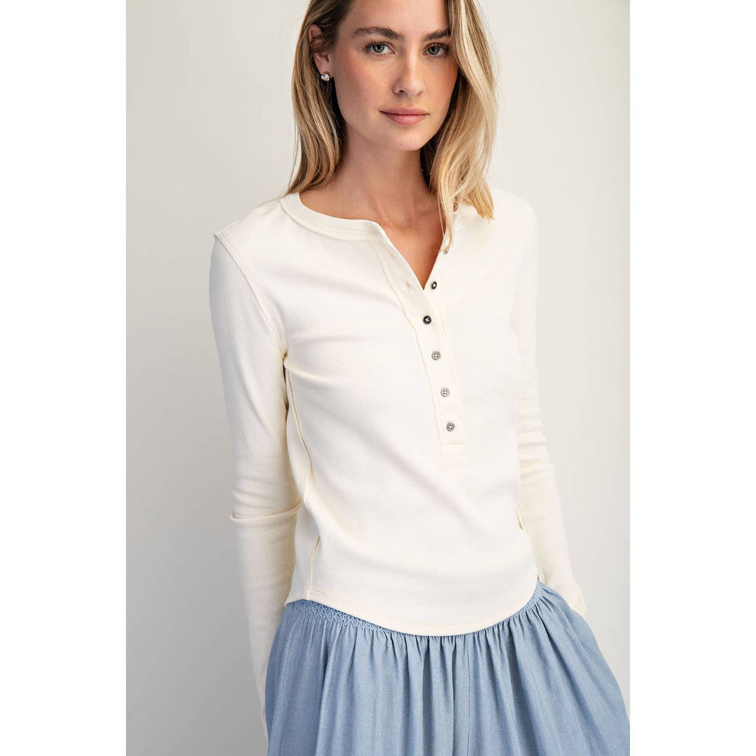 Cotierra | Henley Button Closure Top