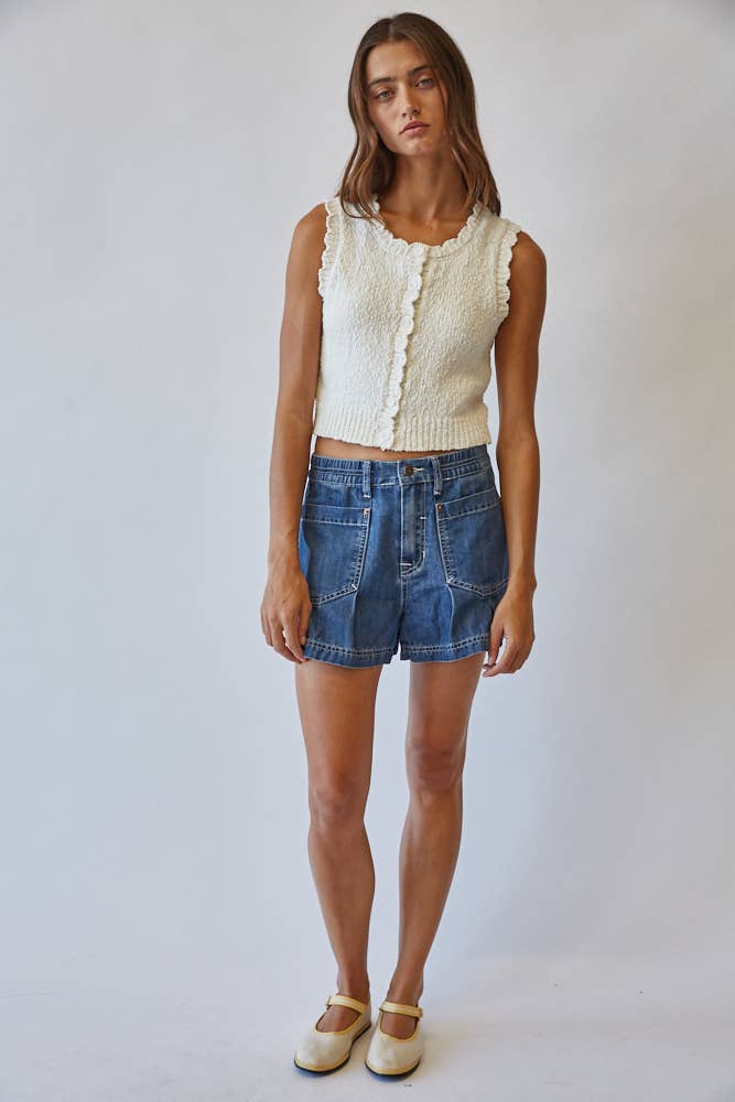 Creamon | Snuggly Cotton Button Knit Vest