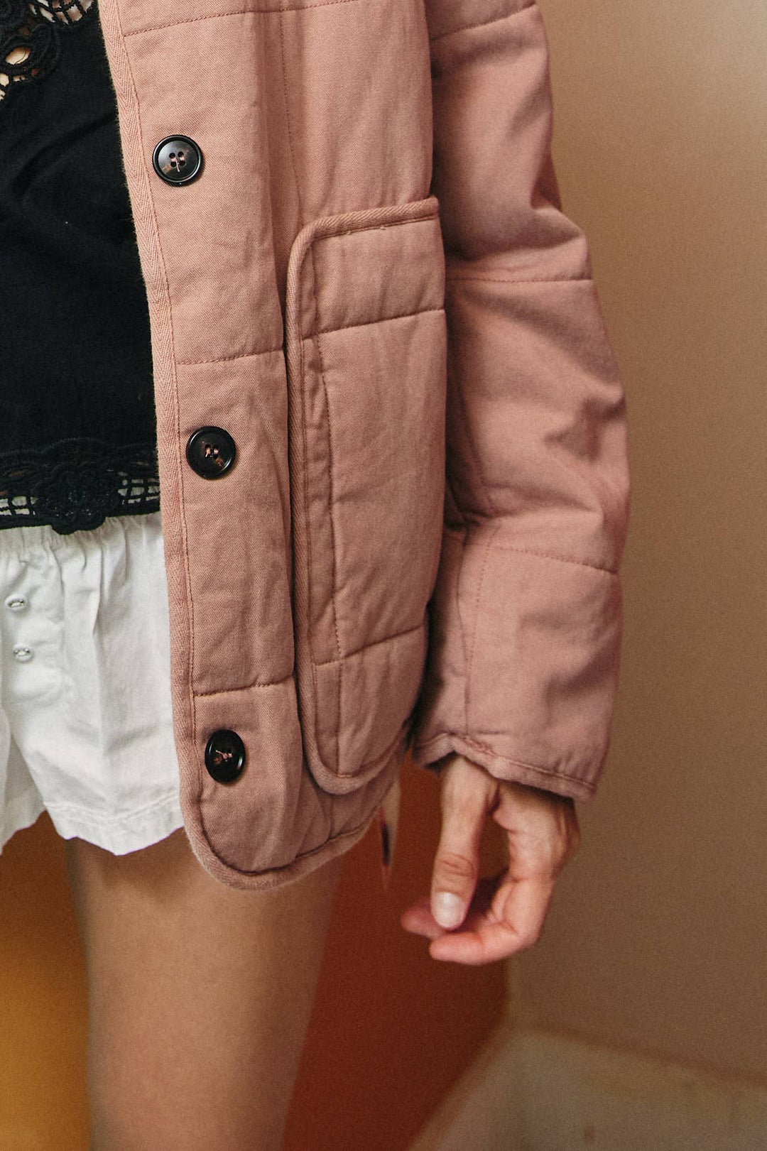Lara Daisy | Button down Front Embossed Quilted Jacket