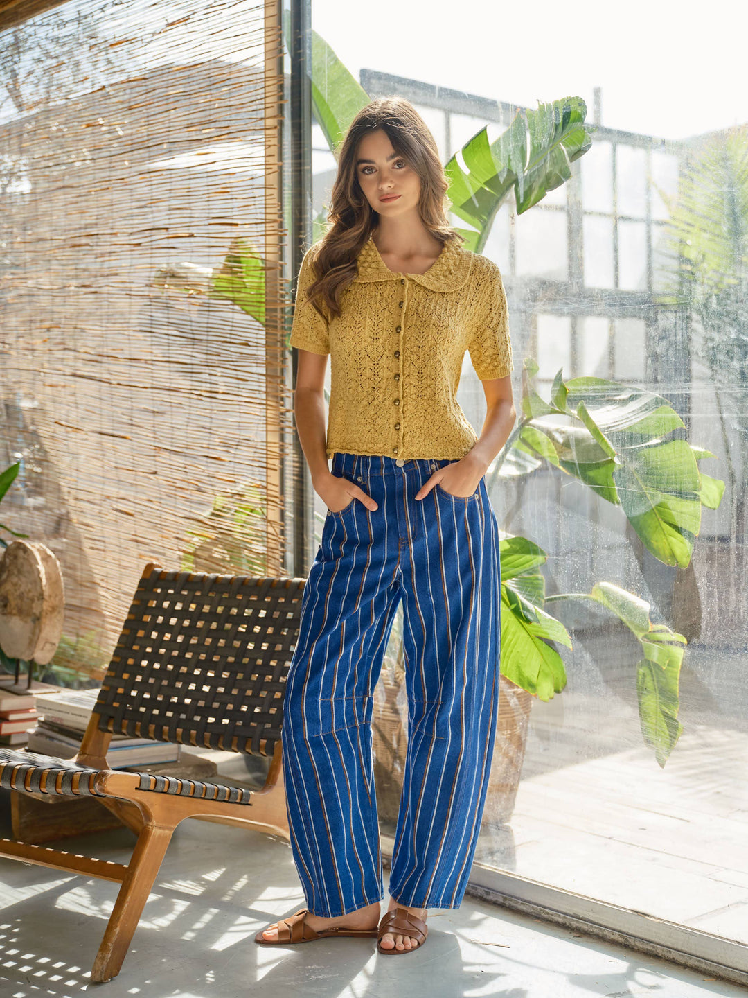Aaron and Amber | Brushed Striped Barrel Pants