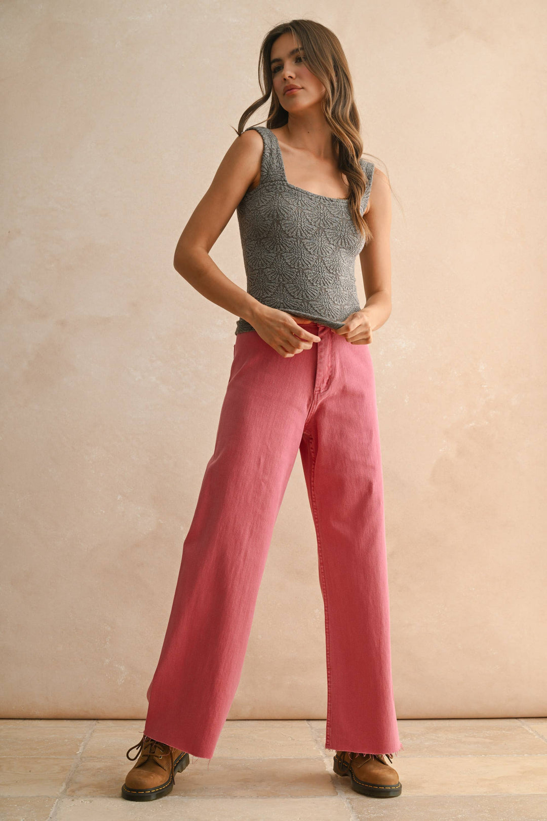 Miou Muse | Washed look detail textured knitted top