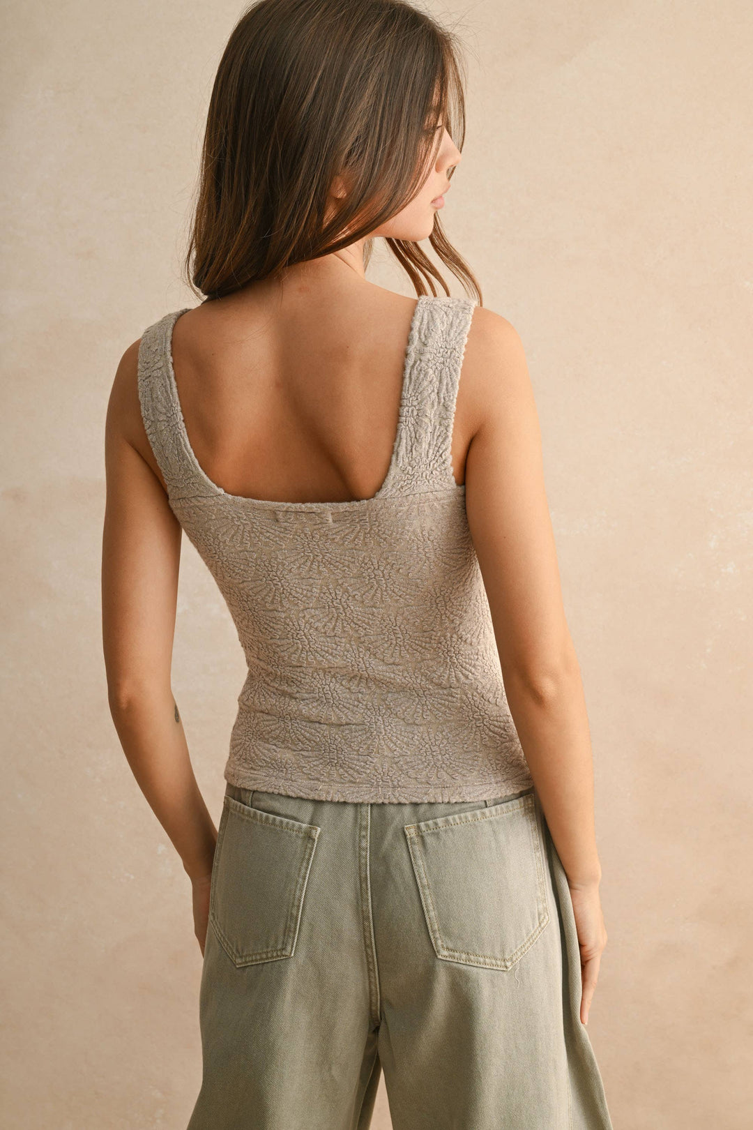 Miou Muse | Washed look detail textured knitted top
